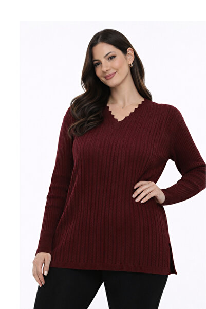 Fresh&Moda Women's V-Neck Knitwear Flexible Mother's Seasonal Sweater