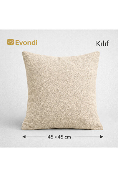 Evondi 45×45 Açık Vizon Kırlent Kılıfı – Silinebilir Dokulu Kumaş, Yumuşak Do...