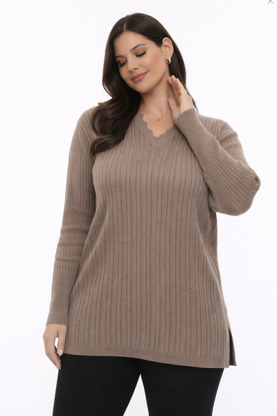 Fresh&Moda Women's V-Neck Knitwear Flexible Mother's Seasonal Sweater