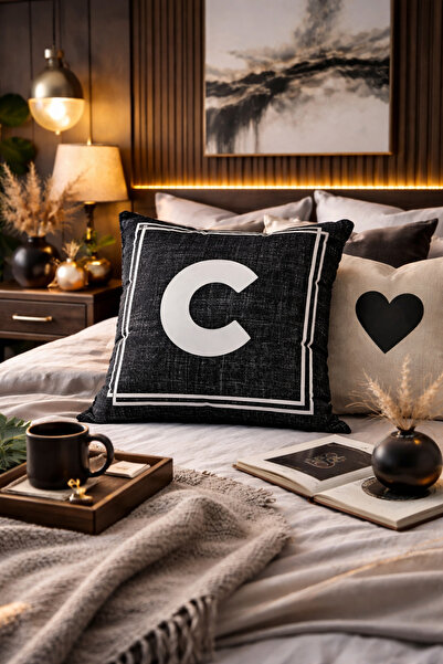 SasoHome Letter Cushion Cover - Letter C - Decorative Digital Printed Cushion...
