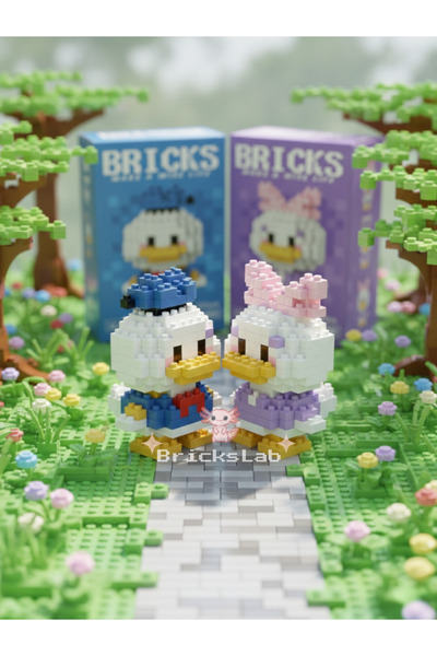 Bricks Mini Disney Donald & Daisy Duck Yapboz 3D Puzzle İkili Set