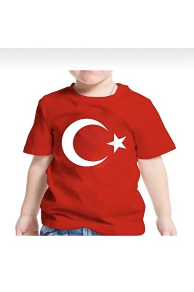 Genel Markalar Ay-yıldız Bayrak Baskılı T-shirt