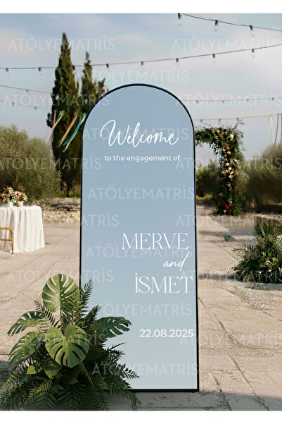 Matris Düğün Nişan Söz Kına Ayna Yazısı 40cm Kişiselleştirilebilir Organizasy...