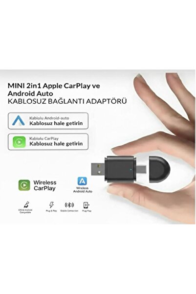 KTR TECH Yeni Tasarım Mini Kablosuz İos Android Uyumlu Carplay Usb ve Type-c ...