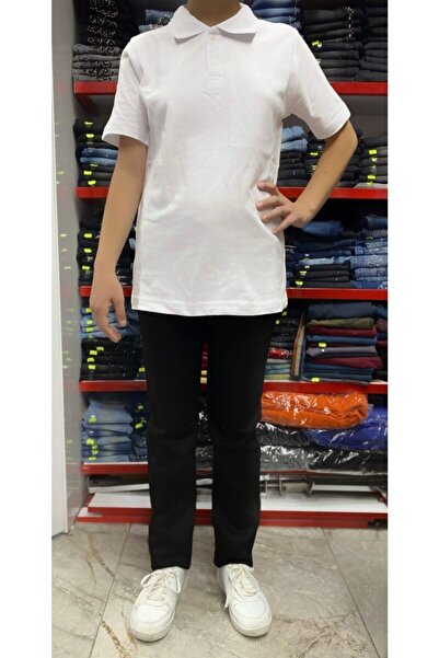 NYZ Κοντομάνικο λευκό μπλουζάκι με γιακά Lacoste για το σχολείο