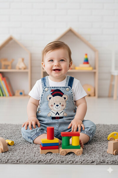Minim KAPTAN AYI NAKIŞLI ERKEK BEBE KOT SLOPET - ÖZEL GÜN - BAYRAMLIK