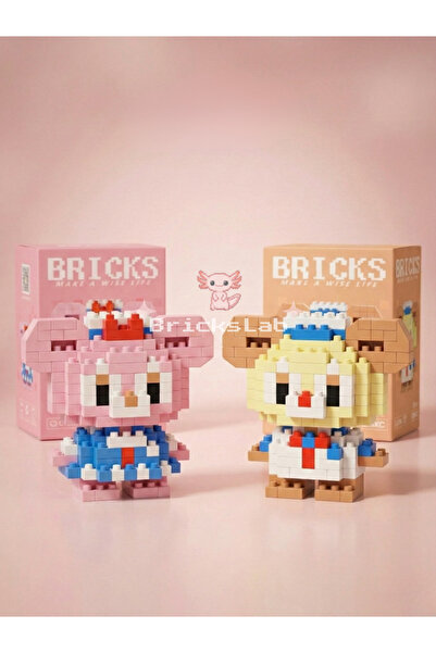 Bricks Mini Pembe & Krem Ayıcık Yapboz 3D Puzzle İkili Set