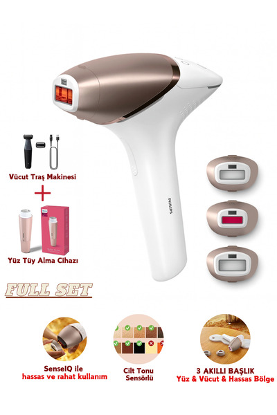 Philips Lumea Lazer Epilasyon IPL Tüy Alma Cihazı, 3 Başlıklı Yüz, Vücut, Has...
