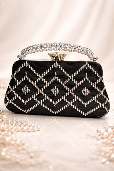 Ceylan Abiye Çanta - Siyah Tel Kırma El İşlemeli Abiye Çanta