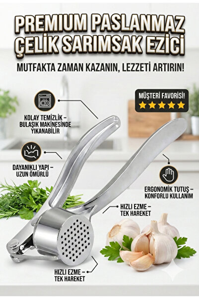 LOVYCO Stainless Steel Garlic Crusher Round Shaped Universal Practical Garlic...