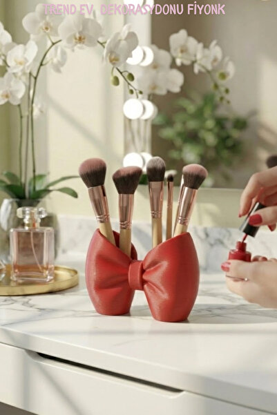 Oxyteez Makyaj Fırçalık Organizer Plastik Fiyonk Tasarım Dekoratif Çok Amaçlı...
