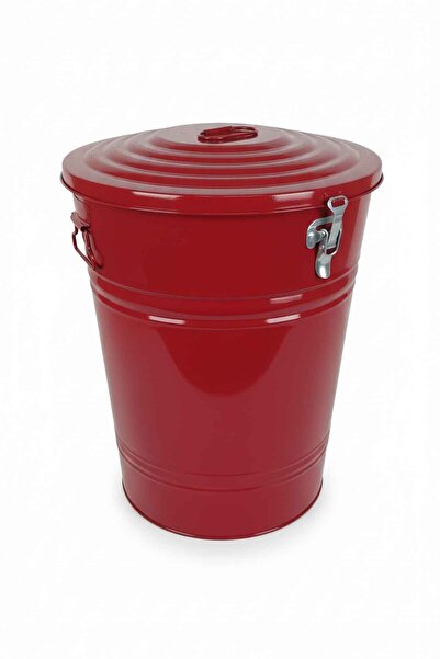 Desen Dekorasyon Kilitli Kırmızı Saklama ve Çöp Kovası, dayanıklı metal tasarım