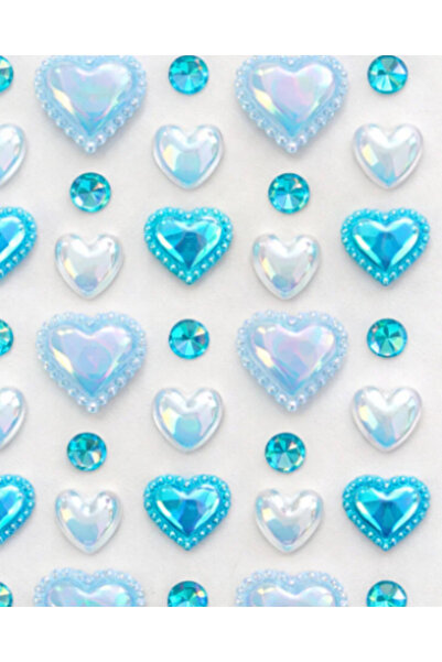 Next Plus Blue Hearts Autocolant cu pietre pentru față și corp Autocolant 3D ...