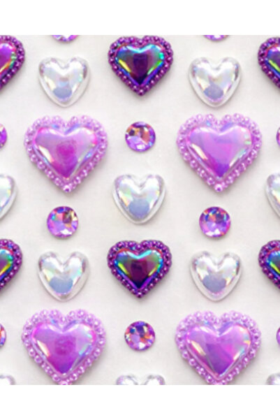 Next Plus Autocolant cu inimioare liliac mov pentru față și corp, autocolant ...