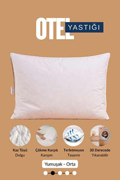 PRIMEPATH 15% Gıdık Down Mix Yastık – Kaz Tüyü, Hibrit Dolgu & Downproof Pamuk