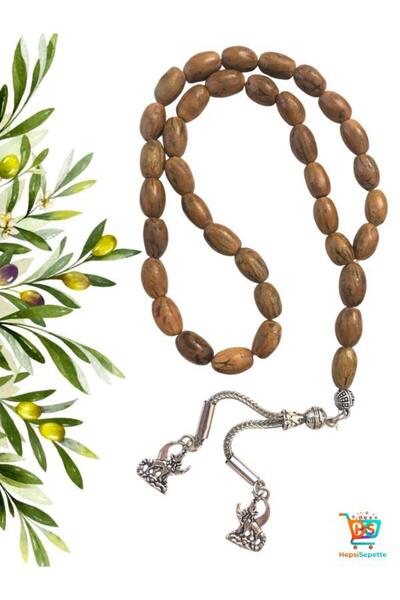 HepsiSepette El Yapımı Oyma Dalından Koparılmış Doğal Zeytin Çekirdeği Tesbihi