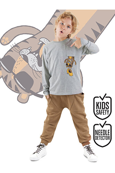 Denokids Pocket Tiger Boy's T-Shirt Sweatpants Set