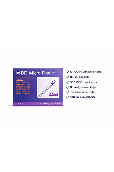 bdfine kliniksarf Microfine 100 Adet(1PAKET) mezoterapi prp Enjektörü 0,5 ml ...