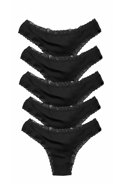 Anıt Yazılı Dantel Detaylı Tanga 5’li Paket