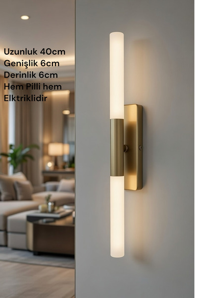 shop Perla Modern Eskitme Renk Pilli ve Elektrikli Günışığı Ledli Duvar Aplik...