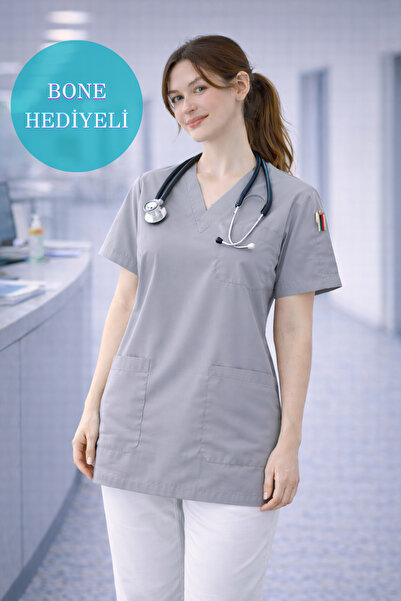 mirach Uniformă supradimensionată cu 4 buzunare pentru asistentă medicală, un...