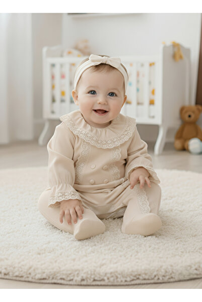 Nexvora Baby Girl Romper with Lace Collar 3 6 9 Months