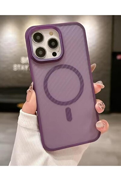 KILIF HOUSE Iphone Uyumlu Metal Çerçeveli Mat Şeritli Magsafe Destekli Kılıf