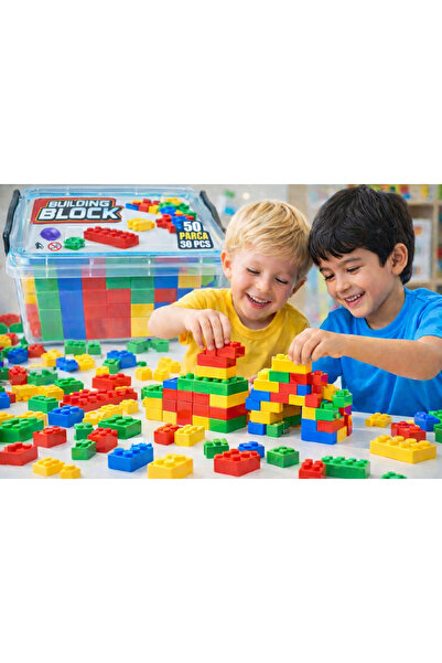 W-Design 50 Parça Yapı Blok Seti Yapı Oyuncakları Saklama Kabıyla