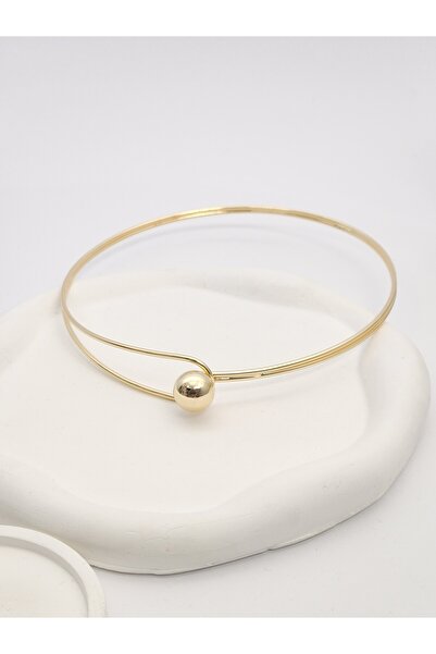 GLİTHE.CO Women's Gold Design Ball Detail Choker