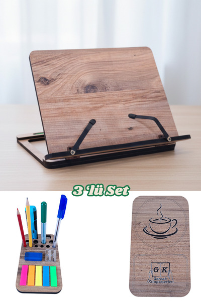 ZV Tasarım Atölyesi Ahşap Kitap Okuma Standı Tablet Tutucu Kuran Rahlesi Sade...