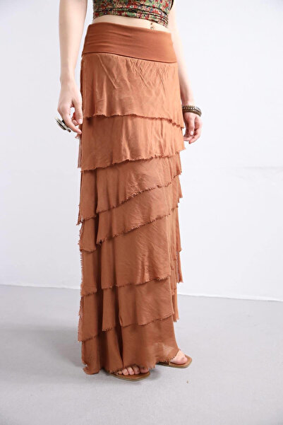 EREN STYLE İtalyan 2 Beden Ince Gösteren Kat Kat Ipek Etek & Straplez Elbise