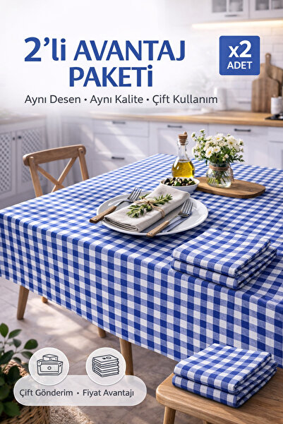 MUK's 2 paketa mali četvrtasti stolnjak sa gingham uzorkom, stolnjak, piknik ...