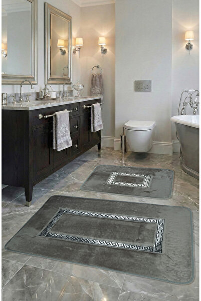 FeelHome Meram Kaymaz Taban, Emici 2'li Ultra Lüks Deri Detaylı Banyo Paspası...