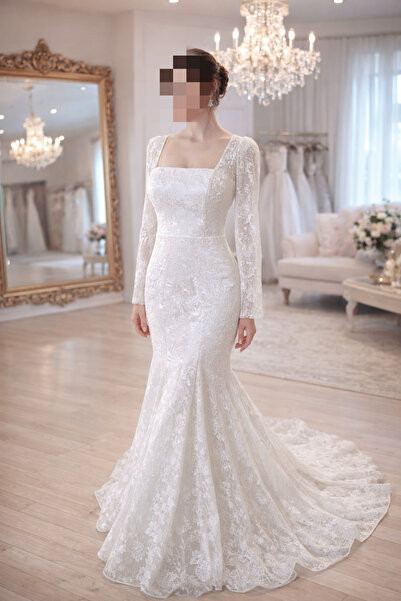 ÖZEL DİKİM Demonte etekli balık form dantel GELİNLİK