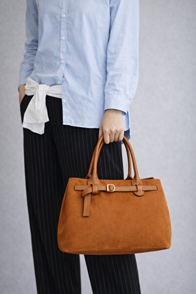 mèche atelier since 2024 Nely Kadın Süet Omuz Çantası Taba