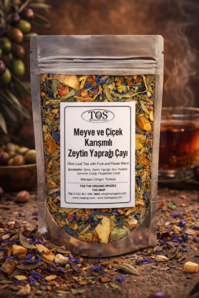 TOS The Organic Spices شاي أوراق الزيتون - مزيج الفواكه والزهور، 40 جم، الأول...