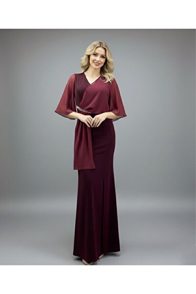 Phoenix Women Rochie de seară cu centură din șifon cu detalii în piatră