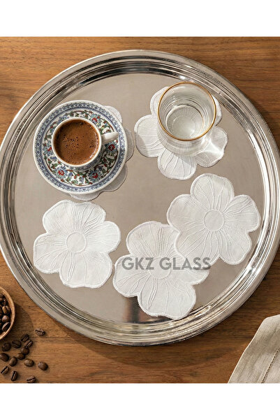 gkzglass home dekor 6 قطع من مناديل الكوكتيل المطرزة على قماش الكتان وفوط تقد...