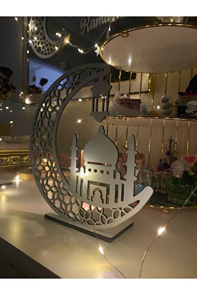 hoby shop Ramazan Ayına Özel Dekoratif Beyaz Mdf Mumluk Ramazan Süsleri
