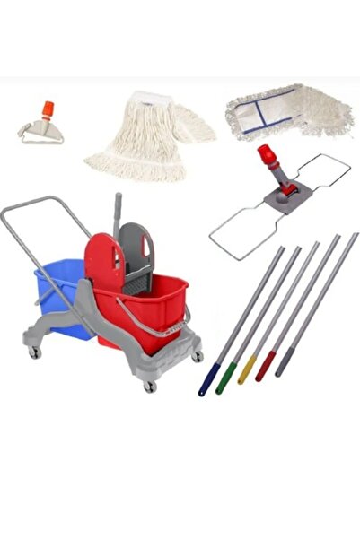 Ceymop Professional Temizlik Arabası Seti - Çift Kovalı Paspas Arabası Multi ...