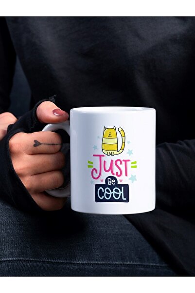 Eylül Design سلسلة حروف ملونة Just Be Cool كوب بتصميم خاص، كوب ممتع، كوب قهوة