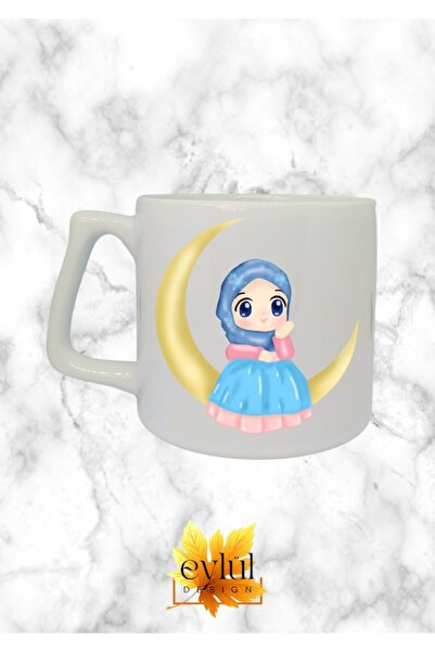 Eylül Design Girl with Hijab Themed Special Design Printed Luxury Ceramic Mug...