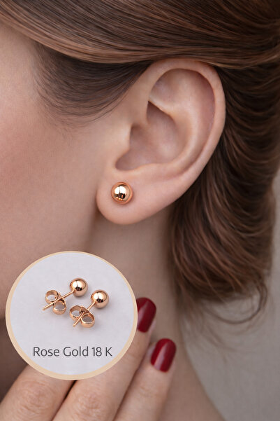 Sacce Scarves&Accessories 6 Mm Orta Boy Top Küpe Gold Rose Renk