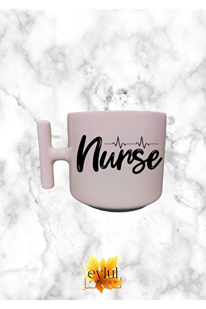 Eylül Design كريم اللون T مقبض ممرضة تحت عنوان تصميم خاص مكتوب مطبوع على شكل ...