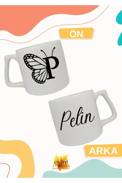 Eylül Design Letter P Black Butterfly Name Lettered Double Direction Printed ...