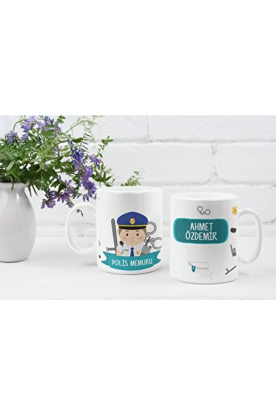 Eylül Design Kişiye Özel Isim Yazılı Polis Özel Baskı Meslek Kupa Bardak
