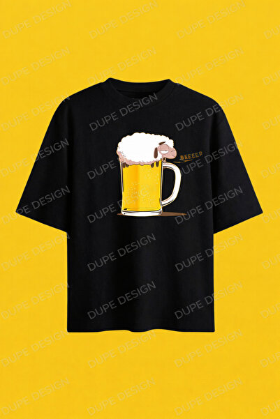 Dupe Design Тениска с щампа BEEEEER Oversize
