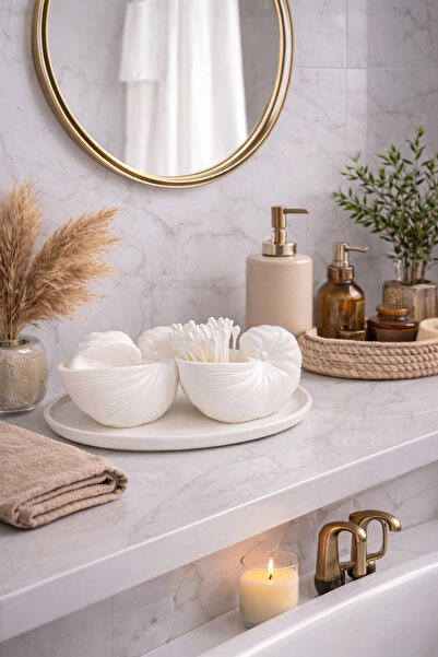 Özalp Decor Deniz Kabuğu Banyo Seti – Minimal Nautilus Modern Pamukluk Organi...