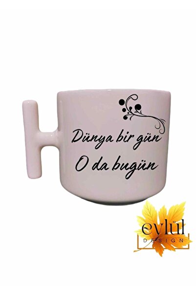 Eylül Design كوب لاتيه من الزجاج المكتوب ذو اللون الكريمي والملون بتصميم خاص ...