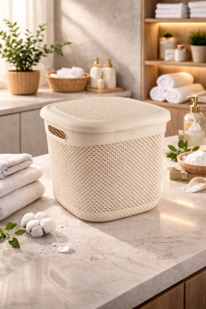 Melkan Home Kapaklı Sepet Çok Amaçlı Damla Desen Sepet 15 Litre Düzenleyici